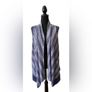 LOGO by Lori Goldstein: Elegant Blue and Gray Draped Vest